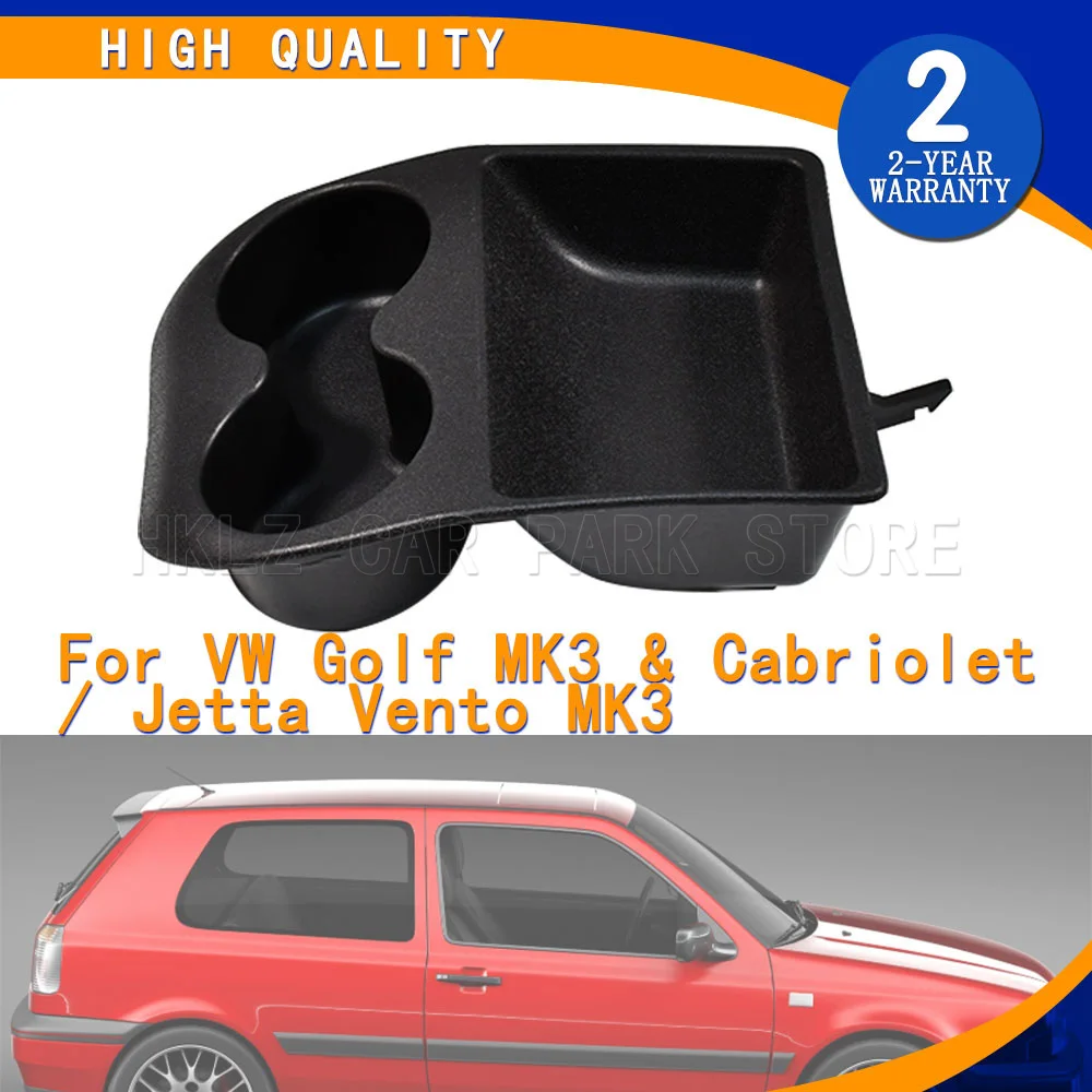 For VW Golf MK3 & Cabriolet / Jetta Vento MK3 High Quality US Spec Center Console Water Dual Cup Holder Black 1EM862533B41