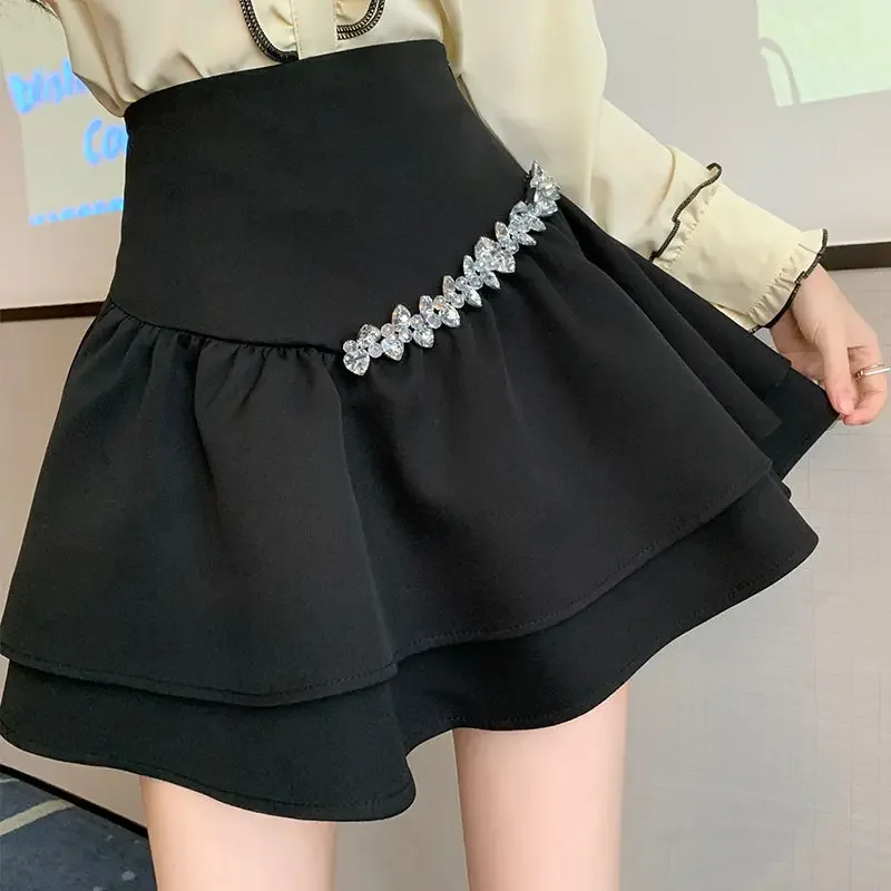 Skirts For Woman Ruffle Women\'s Skirt Mini Clothes Night Club Outfit Short Gyaru Flare High Waist White Offer Premium Y2k