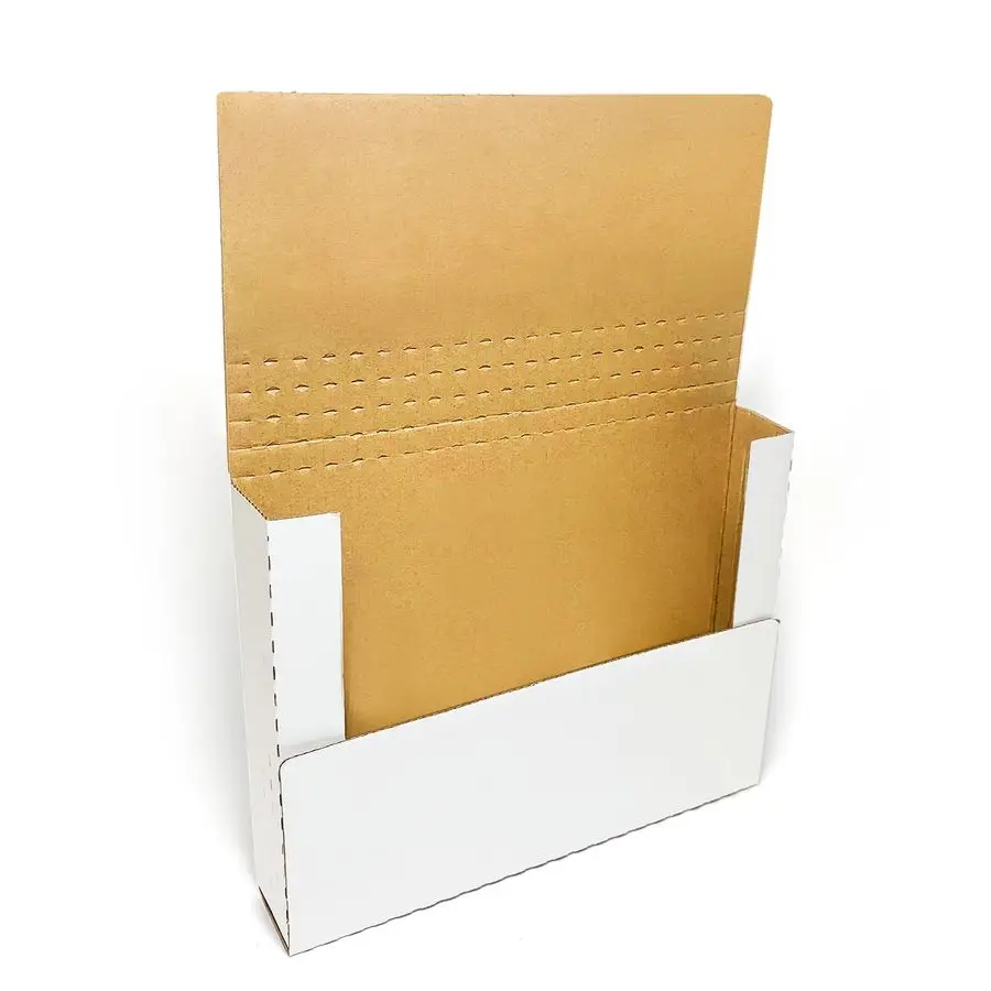 

Почтовый конверт из гофрированного картона формата Letter, 11 x 8.5 x 2 дюйма, EasyFold, белый, регулируемая высота, для рассылки литературы и комиксов