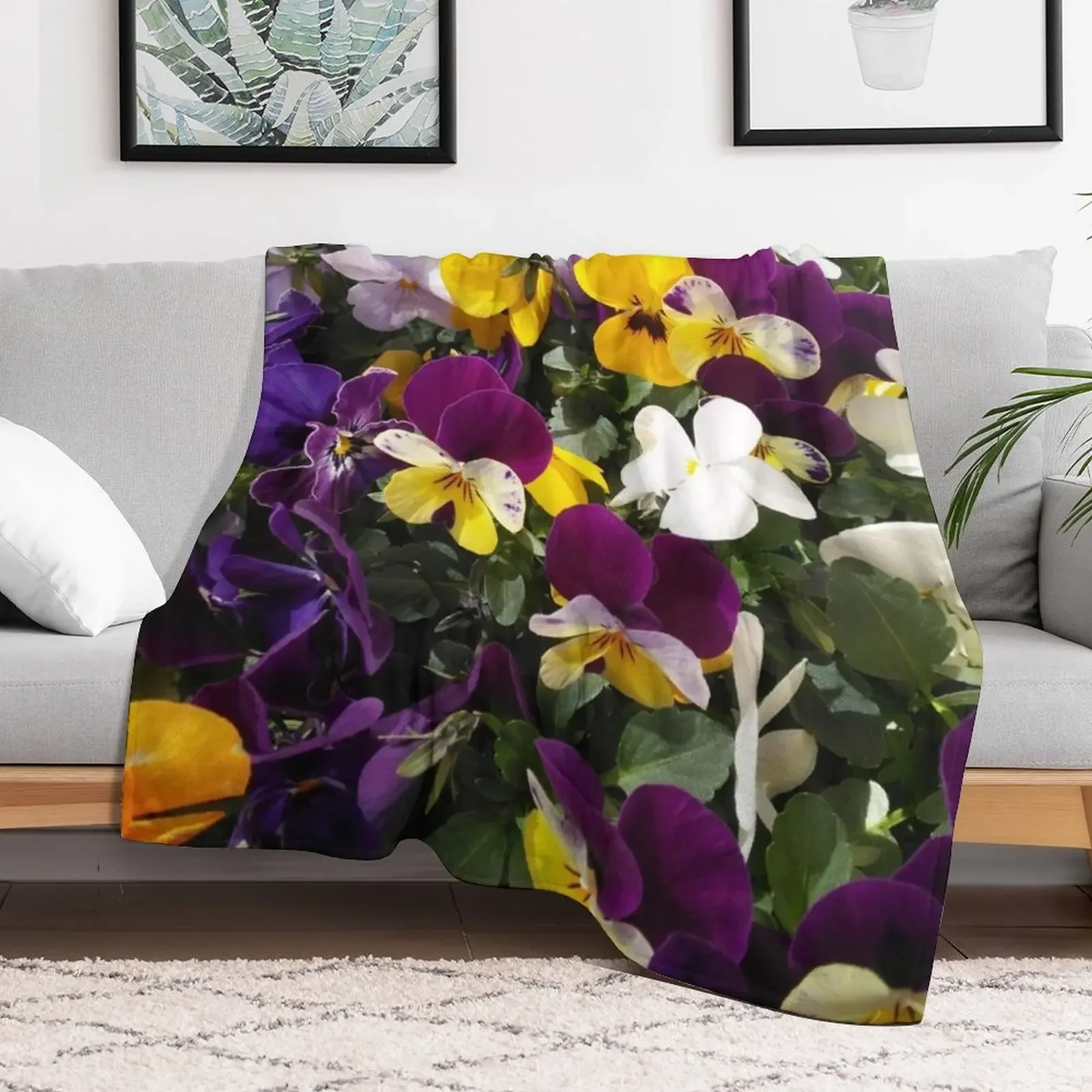 Winter Pansies in Spring Throw Blanket Warm Decorative Sofa Blankets