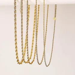 HECHENG, 2.5/3/4/5/6mm 316L Stainless Steel Gold Color Twisted Rope Chain Necklace For Men's and Women's Jewelry wholesale
