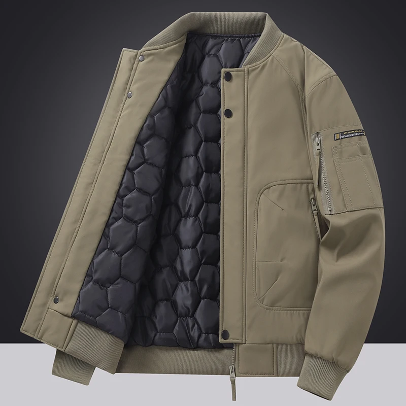 

Мужское утолщенное хлопковое пальто больших размеров; Удобный повседневный модный бейсбольный костюм из овечьей кожи