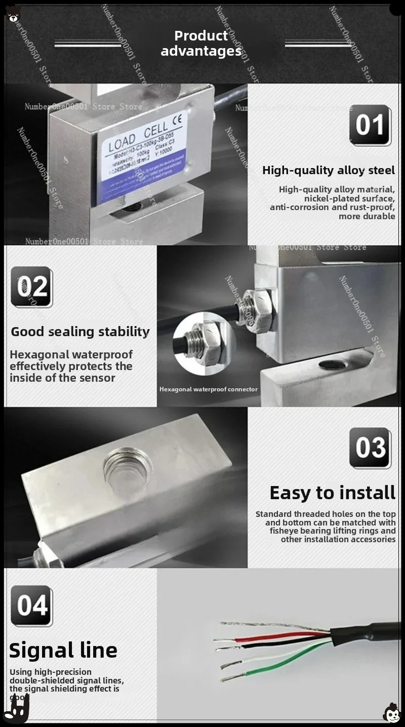 H3 - C3 - 500KG weighing sensor 3B load cell S - type for 100kg 200kg