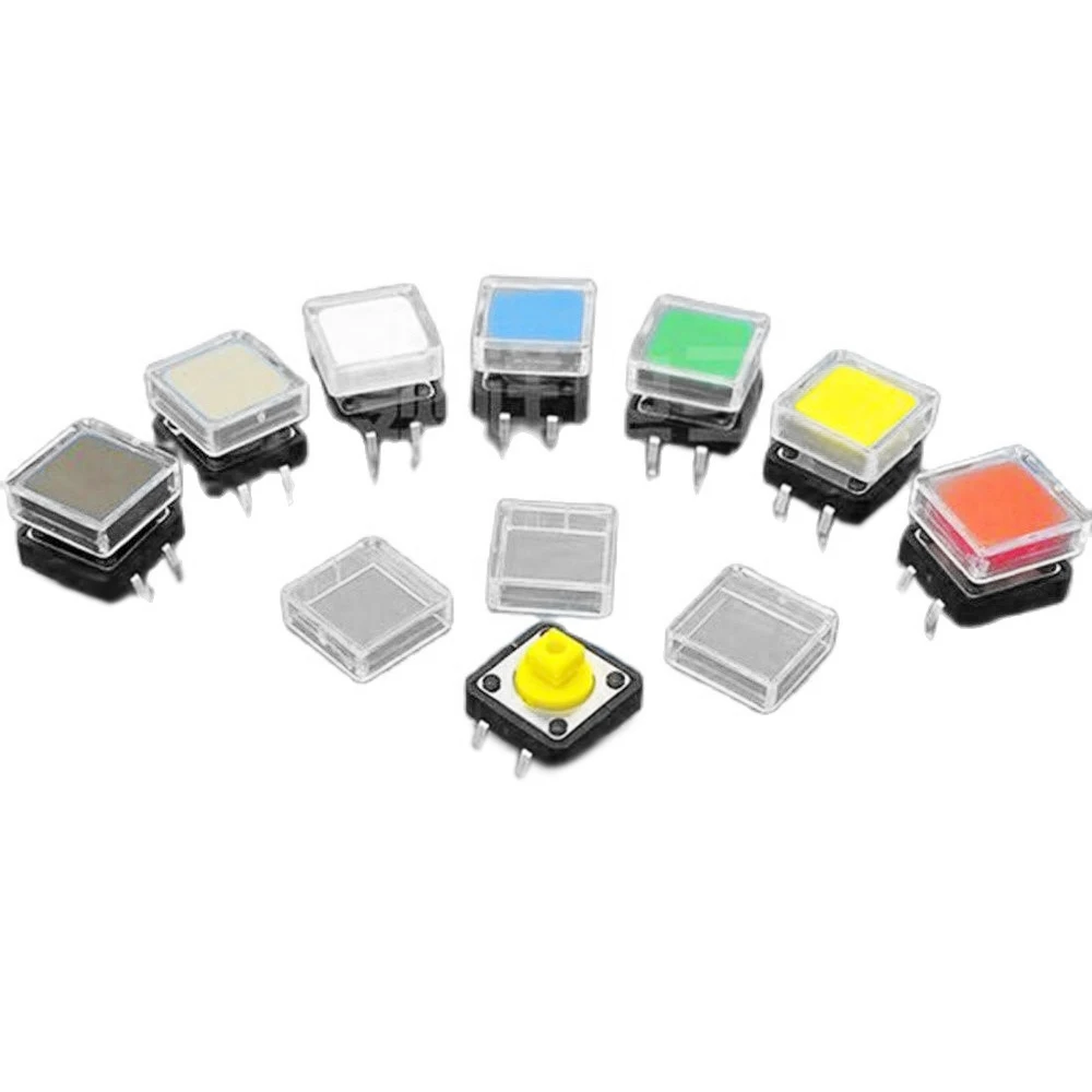 100pcs Transparent Button Cap Square Button Cover Tactile Switch Caps for 12*12mm Switches Wholesale