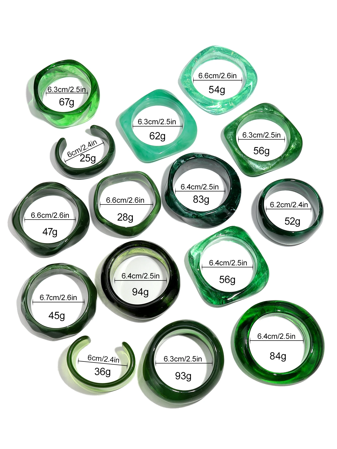 Dark Green Irregular Geometric Acrylic Bangle for Women Statement Resin Thick Stackable Bracelets Autumn Winter Jewelry Gift