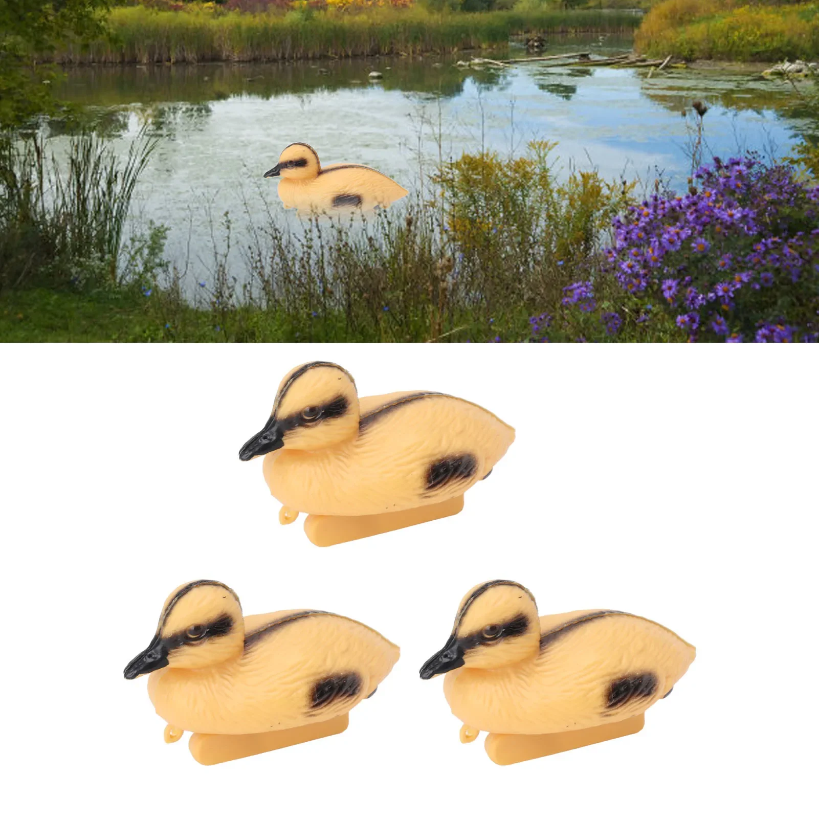 3Pcs Floating Yellow Duckling Realistic Plastic Duck Fish Pond Ornament For Garden Swimming Pool Fishing Pond Water Decoration