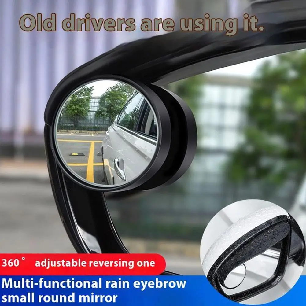 

2in1 Car Rearview Mirror Rain Eyebrow Reversing Small Round Mirror For sedans, SUVs, MPVs, and other models, G0M0