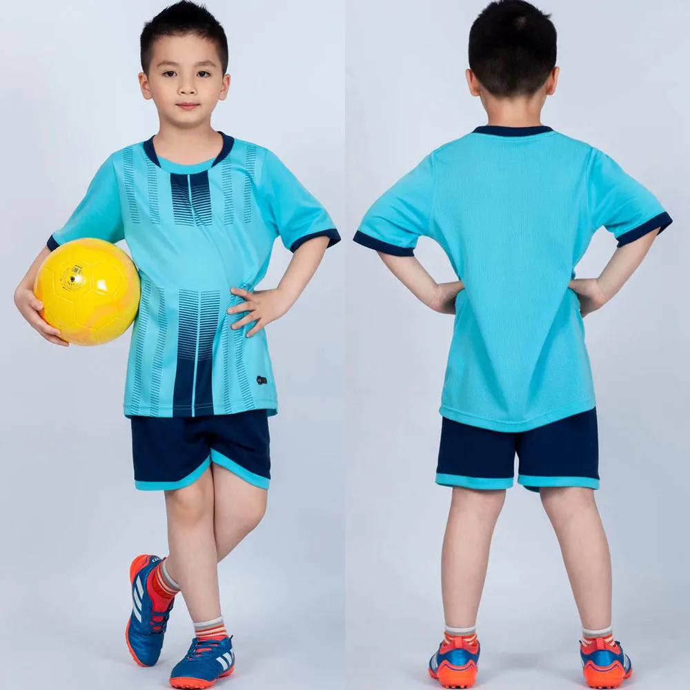 Children Soccer Uniform Sets Custom Dry Fit 2 Piece Boys Girls Short Sleeve Shirt & Shorts Training Football Jersey Kids Outfit