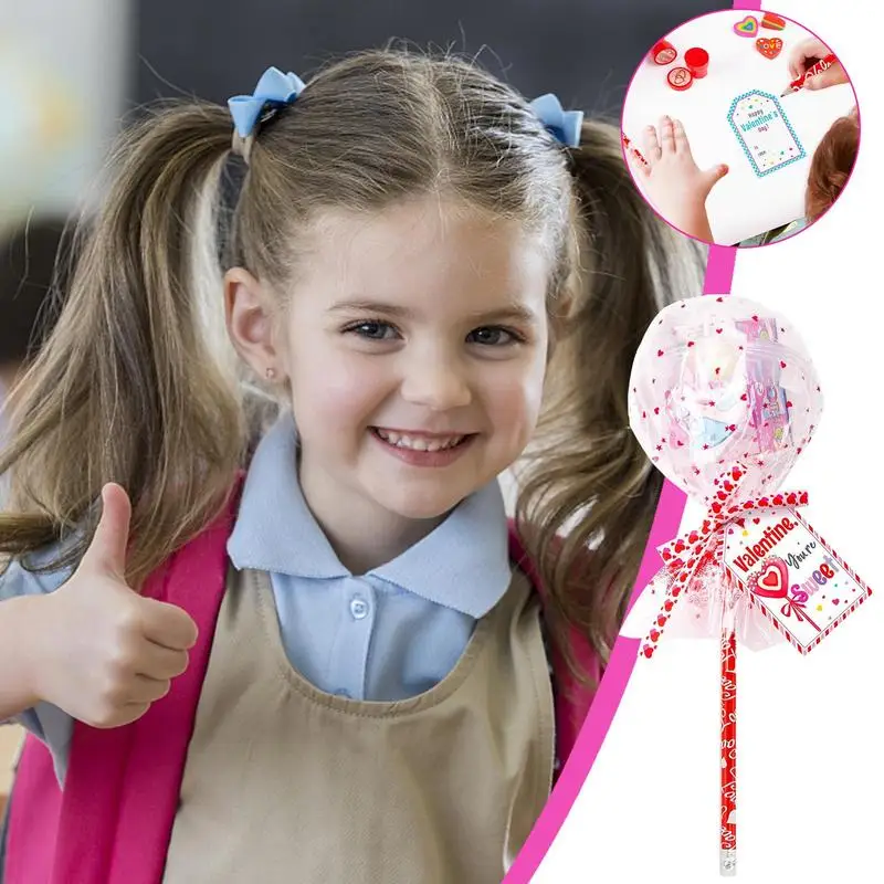 Гигантские канцелярские принадлежности для леденцов, 24 упаковки, канцелярские принадлежности для вечеринки в честь Дня святого Валентина, креативные принадлежности для леденцов, набор канцелярских принадлежностей для классной комнаты