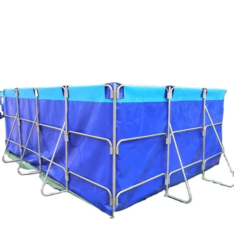 

2026 Durable Rectangle PVC Canvas Tarpaulin Pond Liner Fish Tank with Galvanized Steel Pipe for Aquaculture Farming Pond