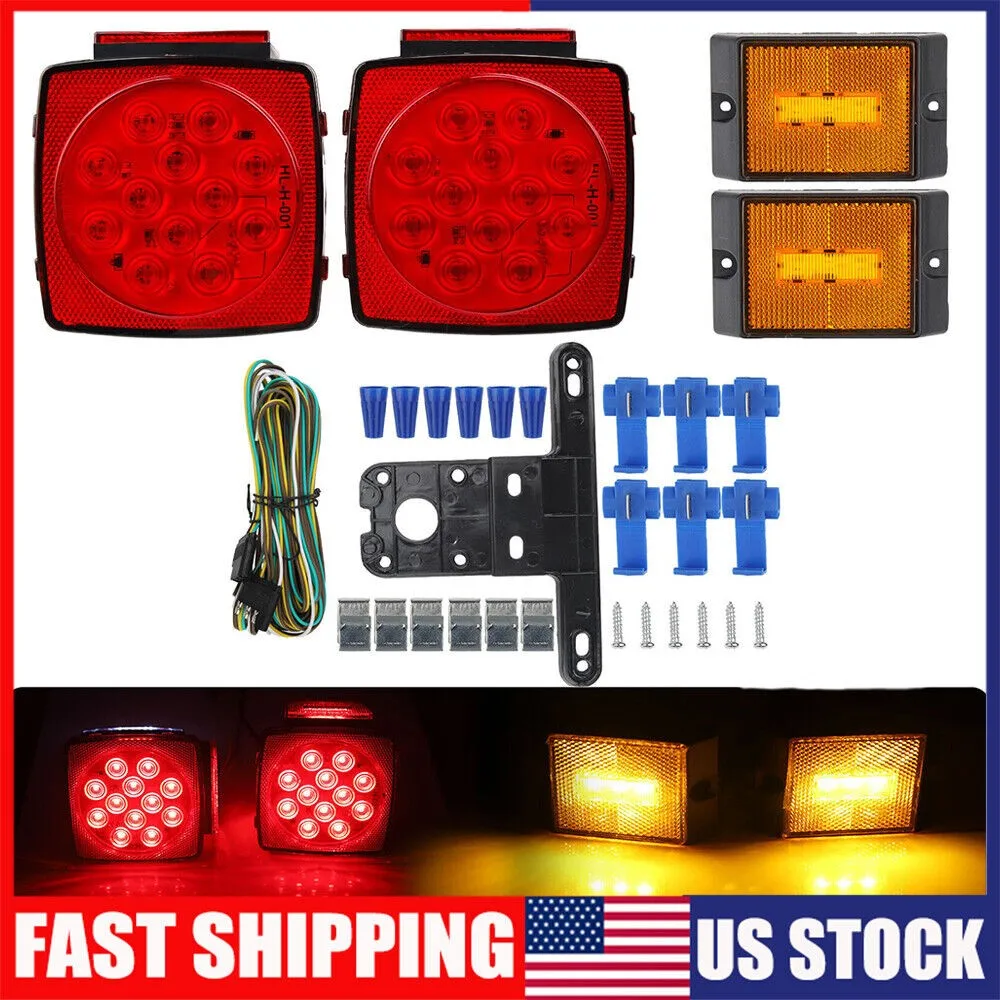 

2 pcs Rear Led Submersible Tail Brake Trailer Lights Waterproof Boat Marker US