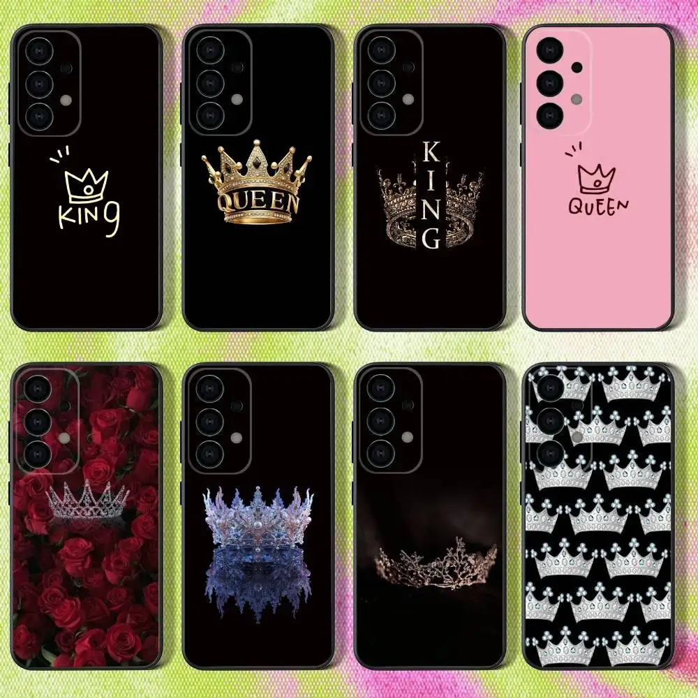 

King Queen Couple Silicone Phone Case for Samsung S series s21 s22 s23 s24 s25 S26 FE Plus Ultra TPU Soft to Skin-friendly case