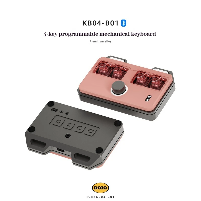 Doio CNC Designer لوحة مفاتيح ميكانيكية صغيرة 4 مفاتيح قابلة للبرمجة Rgb QMK عبر غطاء الكمبيوتر سبائك الألومنيوم مخصصة بلوتوث لاسلكي