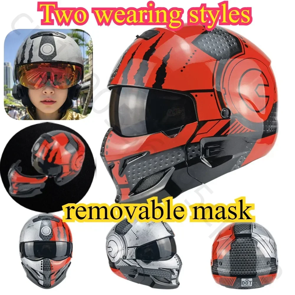 Scorpion Motorcycle Helmet Detachable Multi-purpose Combination Full-face Motorcycle Personalized Semi-predator Helmet