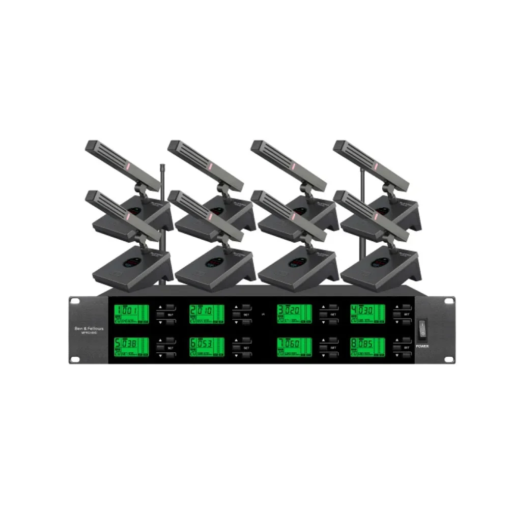

T 8-channel High Sensitive True Diversity Conference Room Desktop Gooseneck Desktop Wireless UHF Microphone With Short Boom