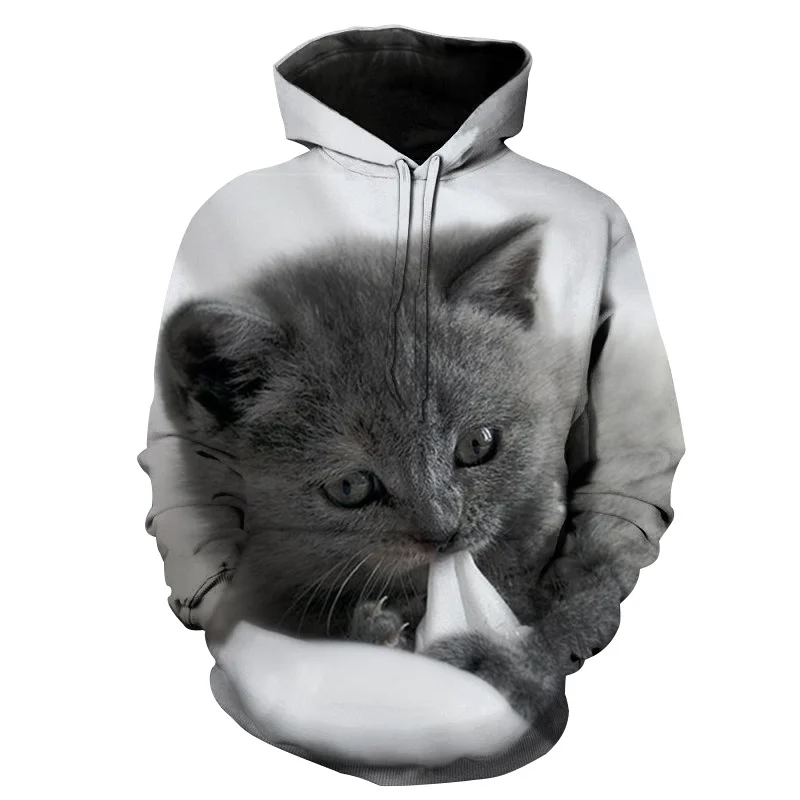 Animals 3D Cute Cat Hoodie Spring Autumn Pullover Hoodie All Matching Fashion Sweatshirts Ladies Men Ladies Unisex