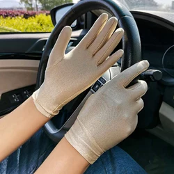 Men Women Spandex Thin Summer Pure Color Driving Gloves Etiquette Gloves Sun Protection Anti-UV