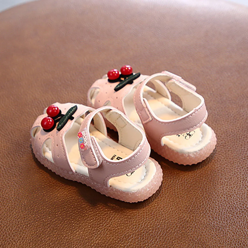 1 paire de sandales cerises rose taille 19 14Cm 8Us 6.5Uk 24Eu fond souple respirant enfants sandales d'été mignon dessin animé modèle chaussure pour