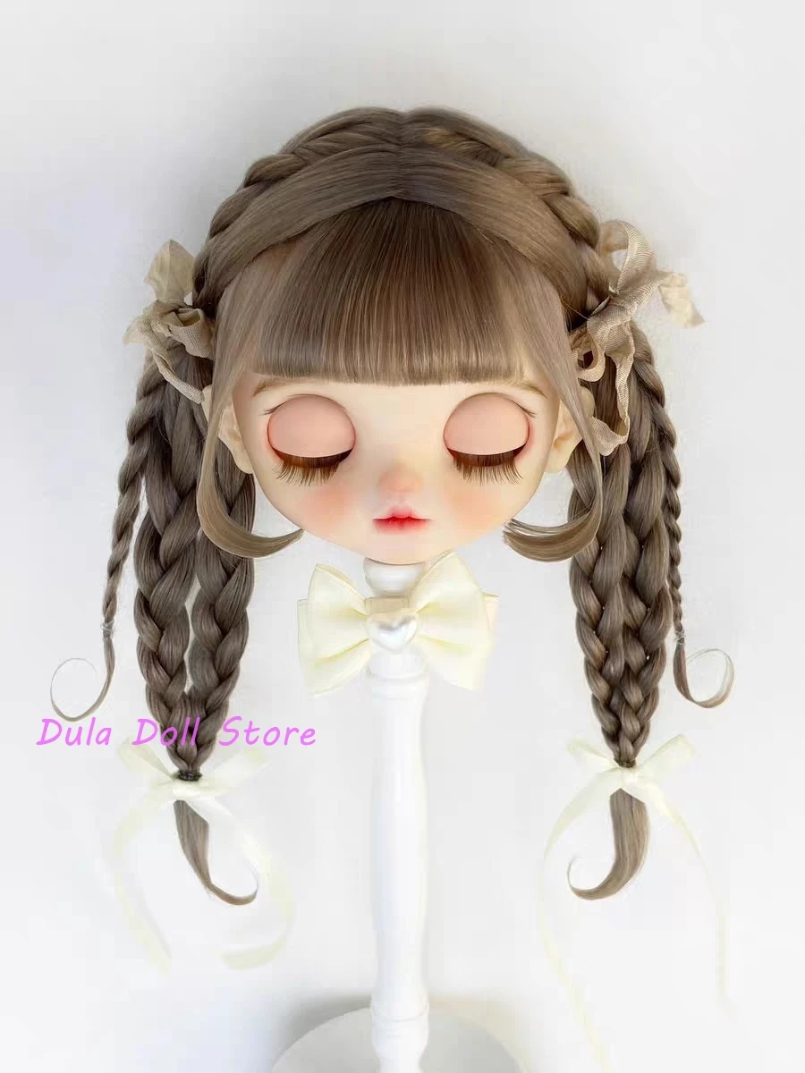 

2026 Dula Doll Wigs for Blythe Qbaby natural Mohair Big thick braid hard seams for 9-10 inch head