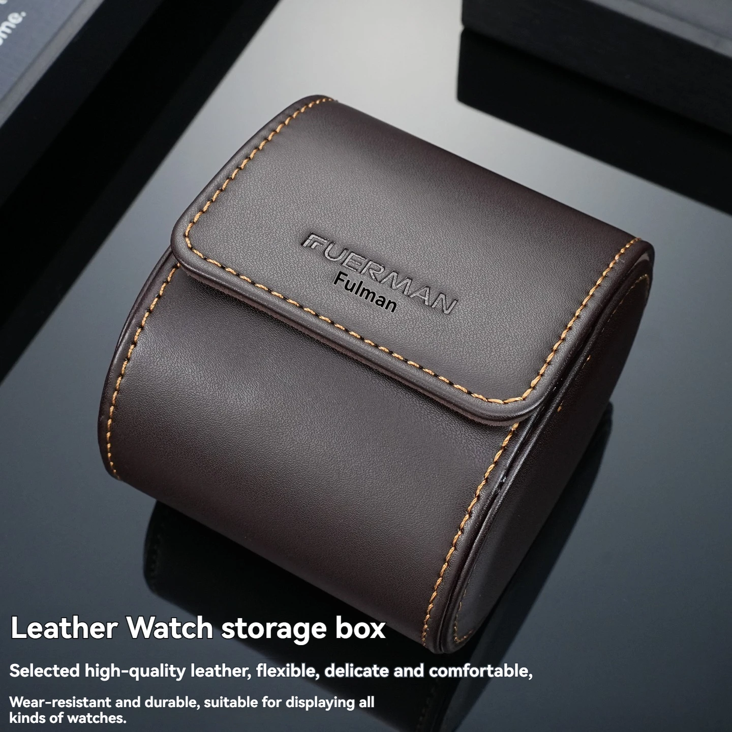 Handmade leather watch bag, gift watch box, storage box, portable mini portable travel, single packaging box, anti-collision