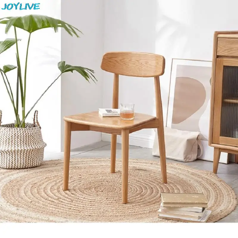 JOYLIVE Dining Chair Solid Wood Armless Chair Oak Lounge Wear-resistant Chair Backrest Stool Upholstered Stool Surface Home Use