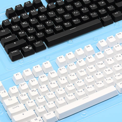 Imagen 2 del producto Teclas de teclado mecánico universales ABS, teclas retroiluminadas, portugués, árabe, español, francés, alemán, coreano, tailandés, ruso, 104 Uds.