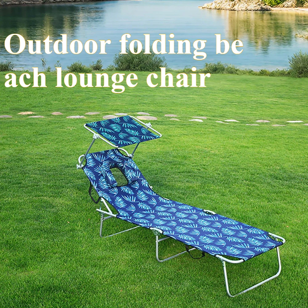 Cama plegable para exteriores con sombrilla, cama portátil plegable para playa, aleación de aluminio ultraligera, fácil montaje, cama portátil para senderismo