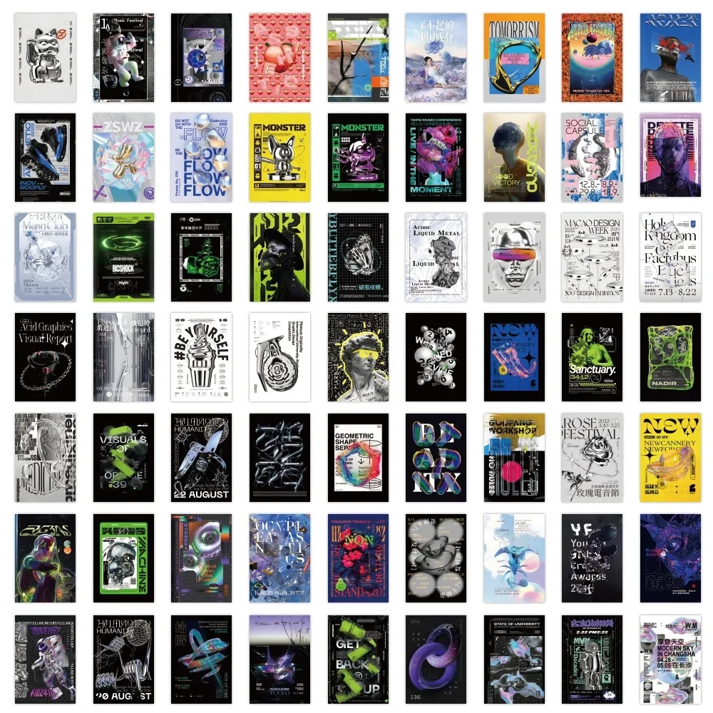 10/30/50pcs Cool Acid Graphic Graffiti Stickers Poster Decal Phone Skateboard Notebook Laptop Helmet PVC Waterproof Sticker Toy