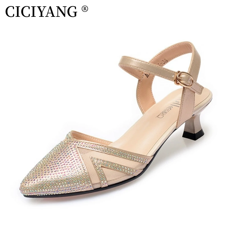 

CICIYANG Luxury Sandals Women Summer 2024 New Ladies High Heels Pointed Toe Mesh Gold Women Shoes Fashion Dress Sandals Handmade