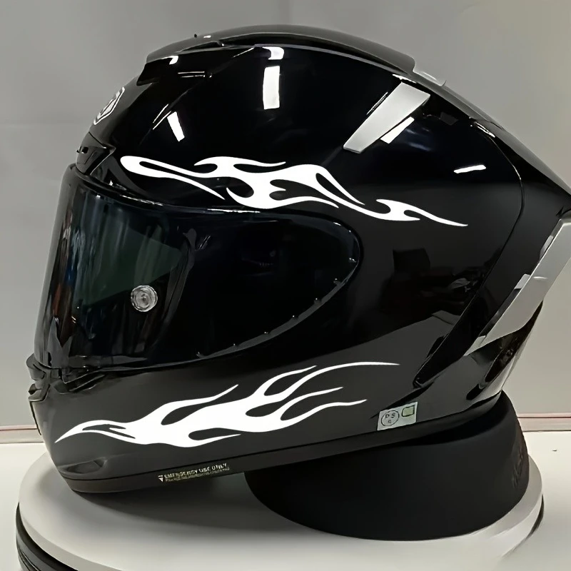 4Pcs 2D Flat Flame Vinyl Sticker, Waterproof Decal for Motorcycle Helmet Rearview Mirror Car Laptop Decor, Holiday Gift