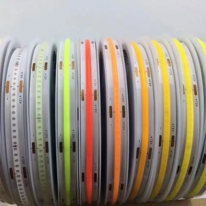 DC12V/24V COB LED Strip Light 320 384 528 LEDs/M 3000K 4000K 6000K Yellow Pink Ice Blue High Density Flexible Tape Ribbon 5M