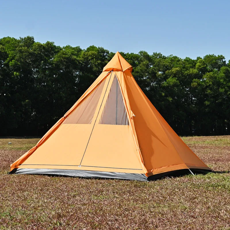 

STLF Factory's 3-4 Person Outdoor Pyramid Tent Indian Camping Sunshade with Rainproof Pointed Top Tent