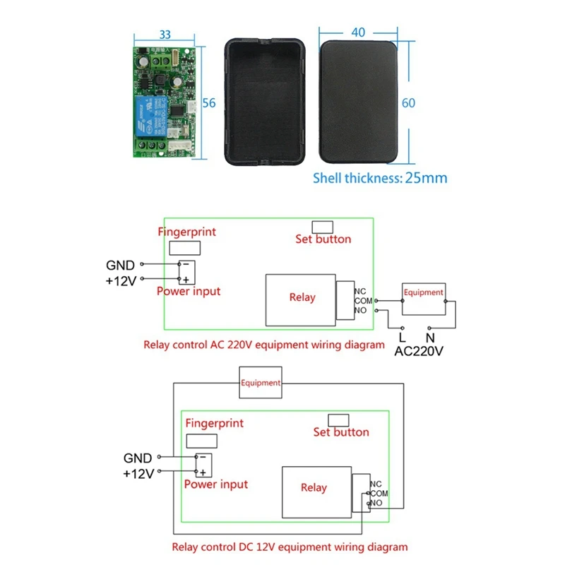 Access Control Fingerprint Control Board 7-30V Fingerprint Identification Module DIY Relay Door Lock Controller