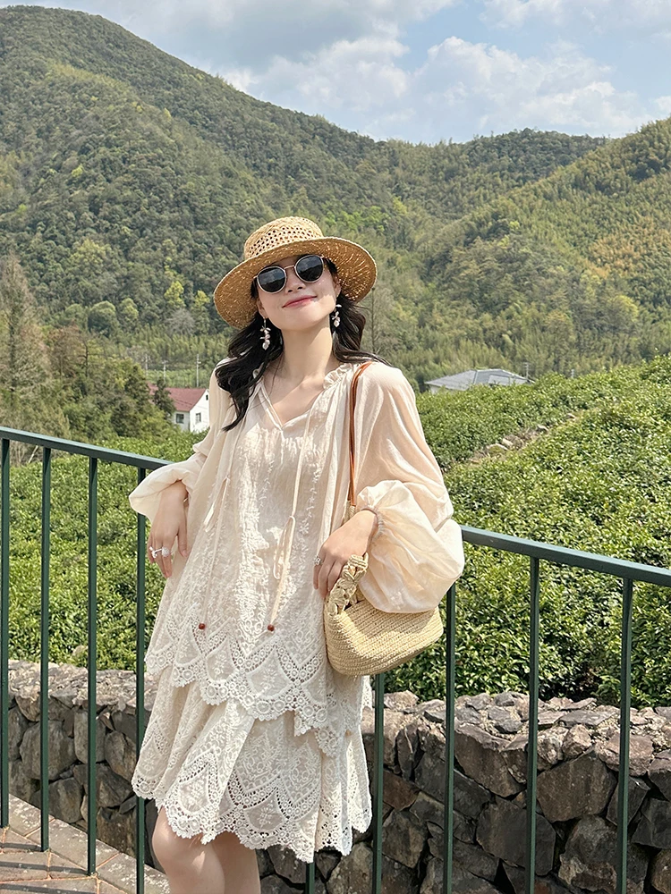 

Gold Su Silk Heavy Embroidery Loose Top Half Skirt Two-Piece Set Summer Korean Style Casual Women's Ensemble