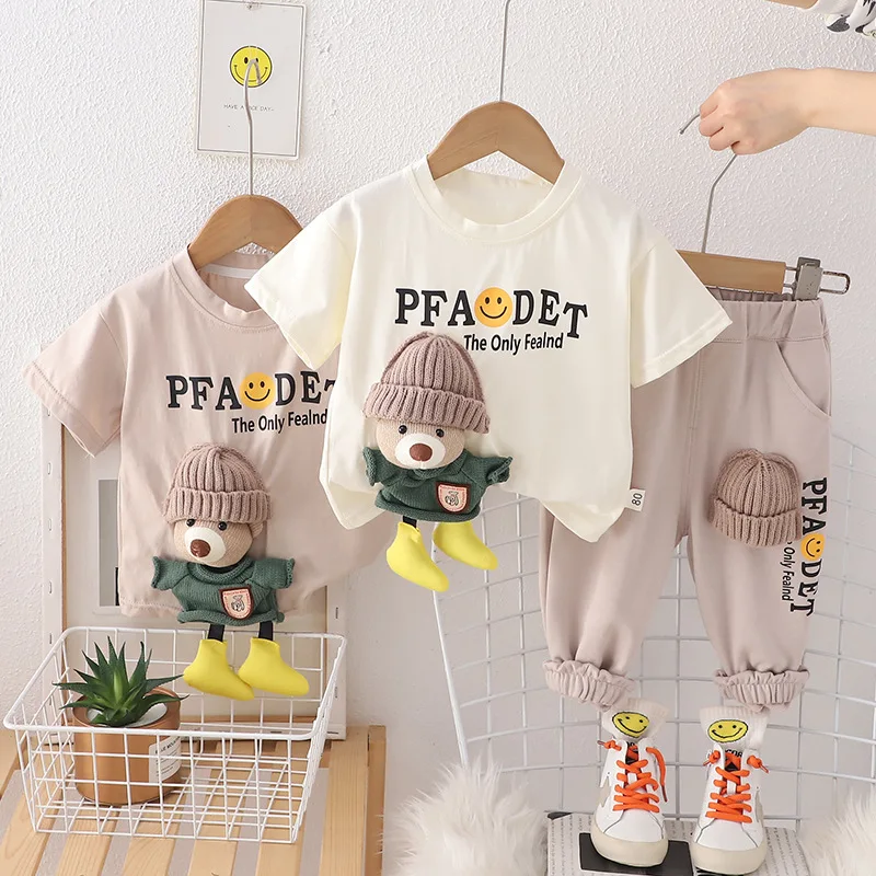 

Boys Clothes Sets Summer 2024 Children Cotton T-shirts Pants 2pcs Cartoon Suit For Baby Tracksuits Kids Cute Outfits Jogging 5Y