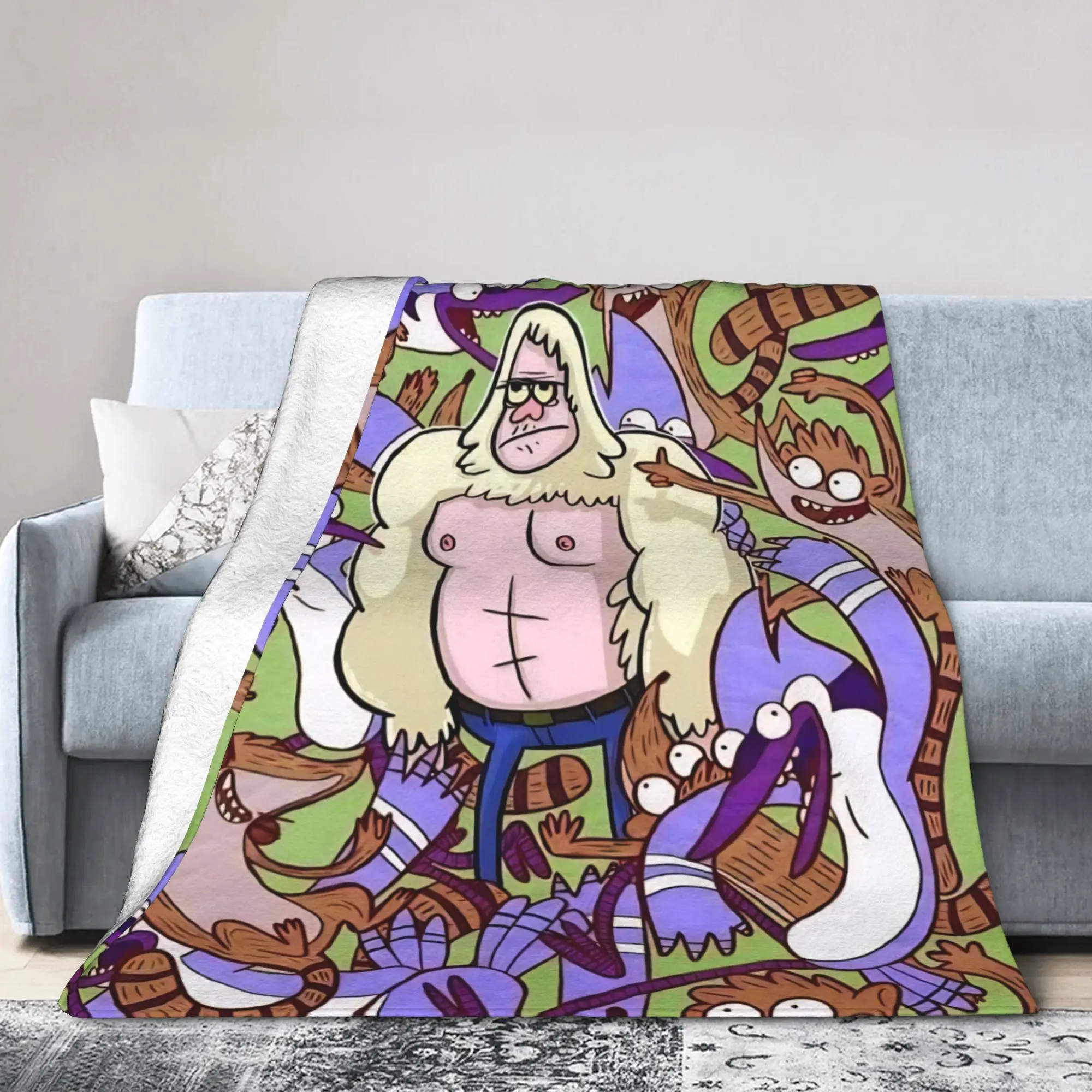 Regulars Show Blanket Velvet Spring Autumn Mordecai Rigby Breathable Warm Throw Blanket for Sofa Bedroom Bedding Throws