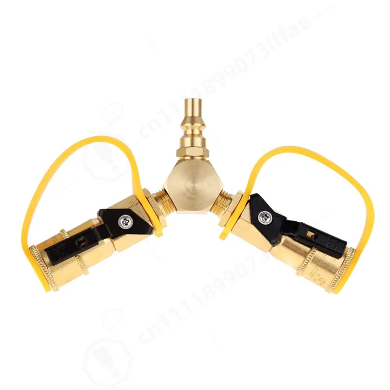 1/4 Inch Propane Quick Y‑Connector, Brass 2‑Way Splitter Adapter for North American RV, Trailer, Camping Gas Line Fitting