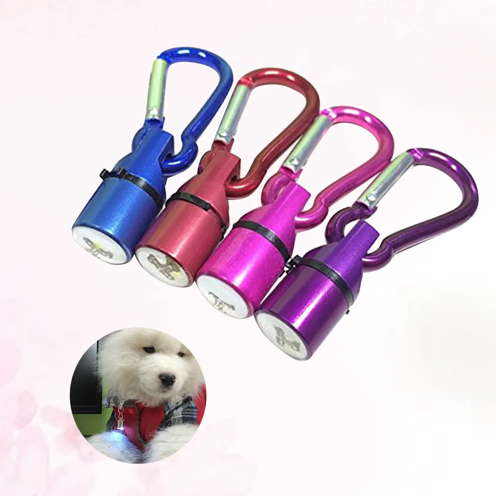 4Pc Portable Aluminum Pet Dog Cat Puppy LED Flashing Blinker Light Safety Collar Tag (Red+Blue+Purple+Pink)