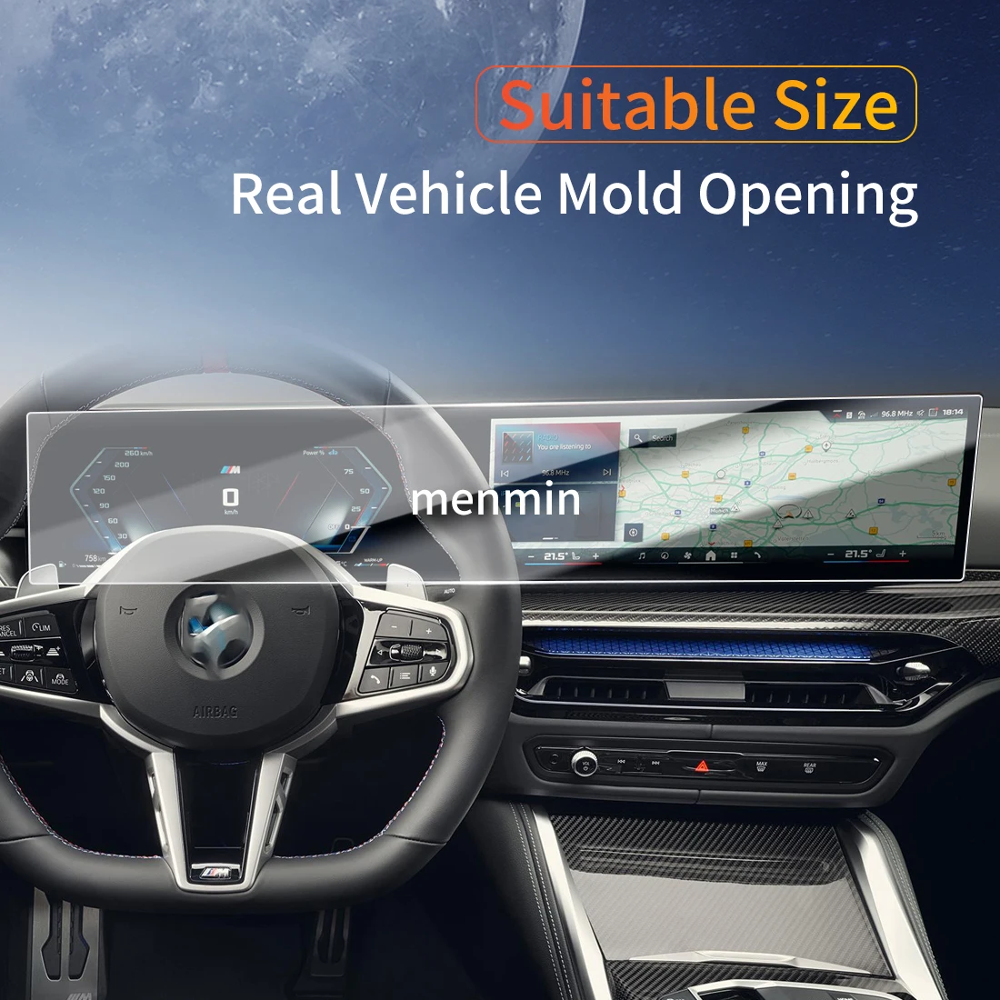 ملصقات السيارات داش Carplay مرآة واقي للشاشة عرض الزجاج المقسى طبقة رقيقة واقية مركبة For26 الأزرق For25 BMW4 سلسلة OB #2