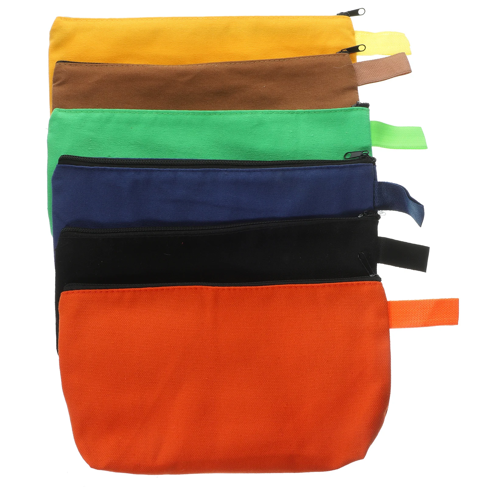 6pcs Tool Storage Bag Pouch Canvas Heavy Duty Zipper Wide Rectangular For Tools Hardware Organizer Utility Bags Construction