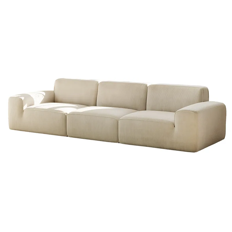 

Fabric compression vacuum sofa, cream wind, living room big black cow straight row tofu block pure sponge sofa