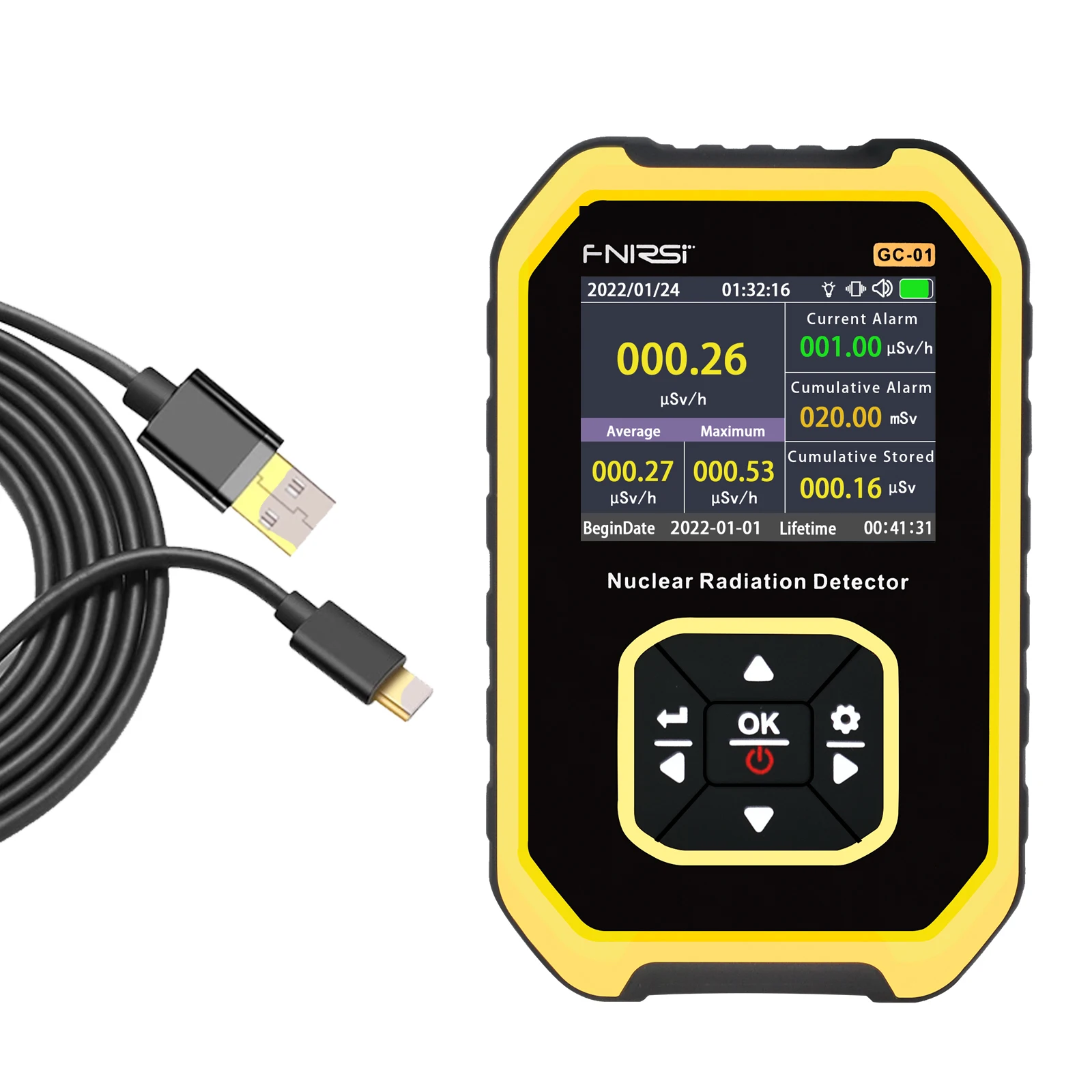 

FNIRSI Portable Geiger Counter Radiation Detector LCD Display Handheld Dosimeter for Beta Gamma X-ray Nuclear Radiation