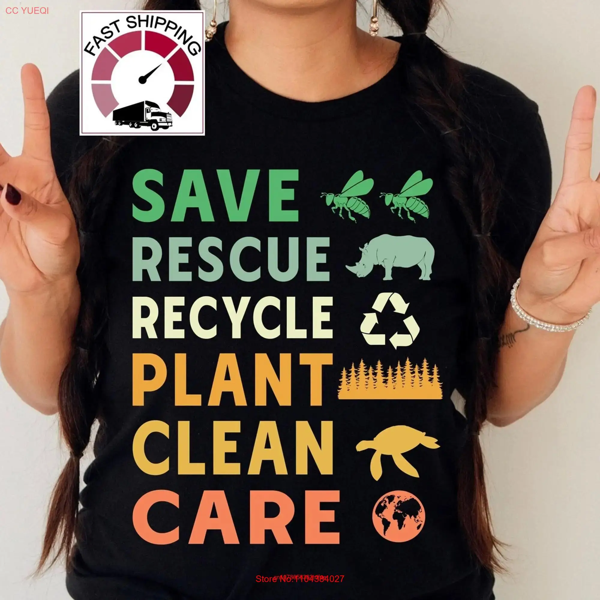 Save Bees Rescue Animals Recycle Plastic Earth Day shirt gift PlaneT T Enviromental awareness the long or short sleeves