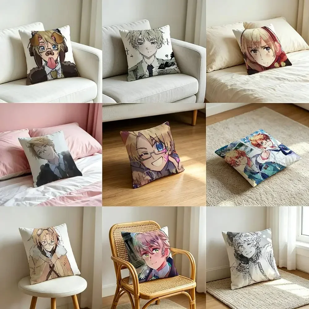 Axis Powers Hetalia Customizable Square Pillowcases, Stylish And Soft, Perfect For Beds, Cars, And Sofas.