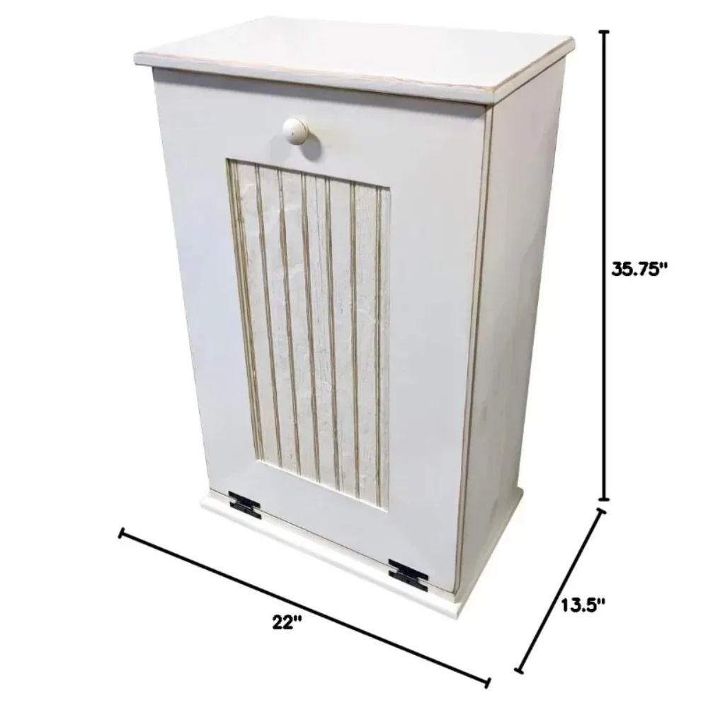 عرض ساخن!-حامل سلة المهملات الخشبي المائل (قديم - أبيض كوخ)-جديد