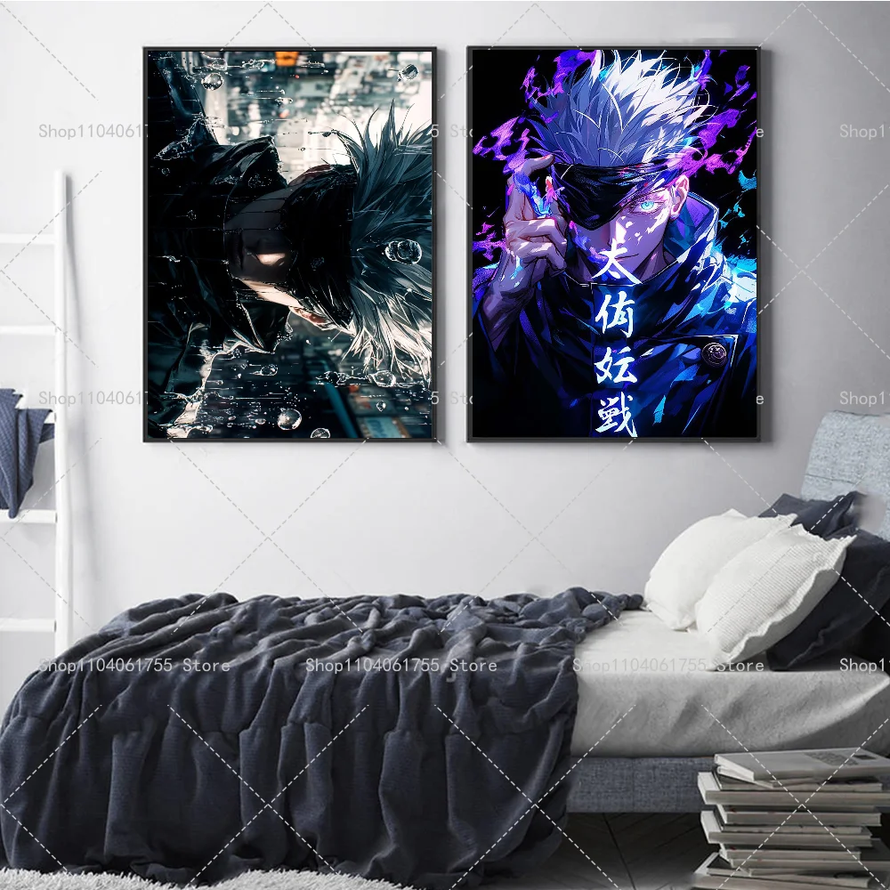 Anime Gojo Satoru Role Poster Self-adhesive Art Waterproof Paper Sticker Coffee House Bar Room Wall Decor