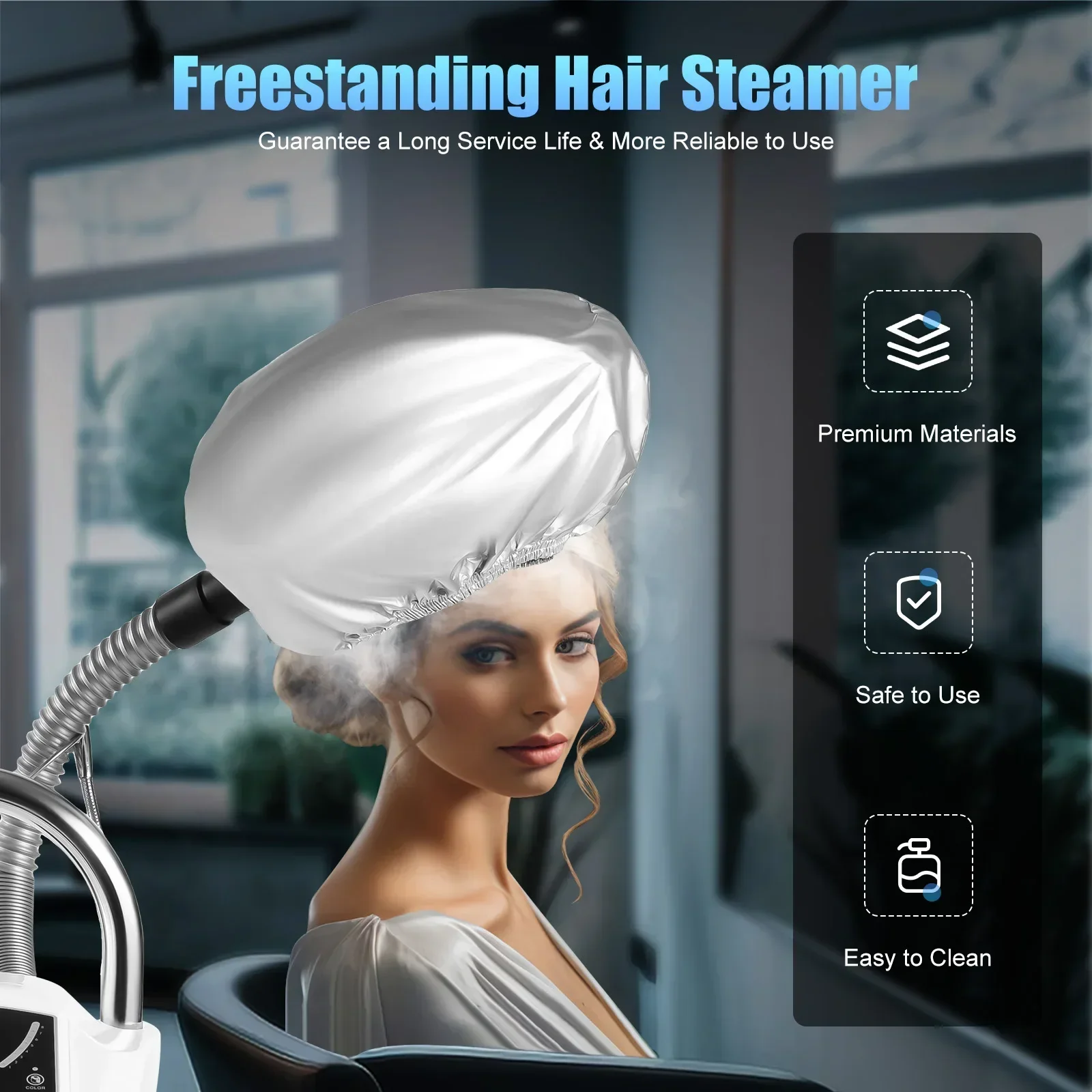

7in1 Professional Hair Steamer Freestanding Rotating Dryer with Wheels for Salon SPA Services for Perming Dyeing Oil Treatments