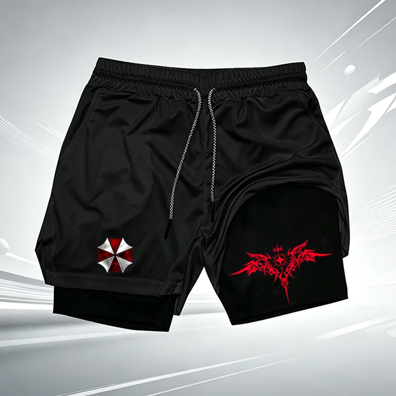 2-in-1-Kompressions-Laufshorts für Herren mit Evil Umbrella Corp-Aufdruck, schnell trocknend, doppellagig, für Fitness, Workout, Training, Sportshorts wx282 – Detail 9
