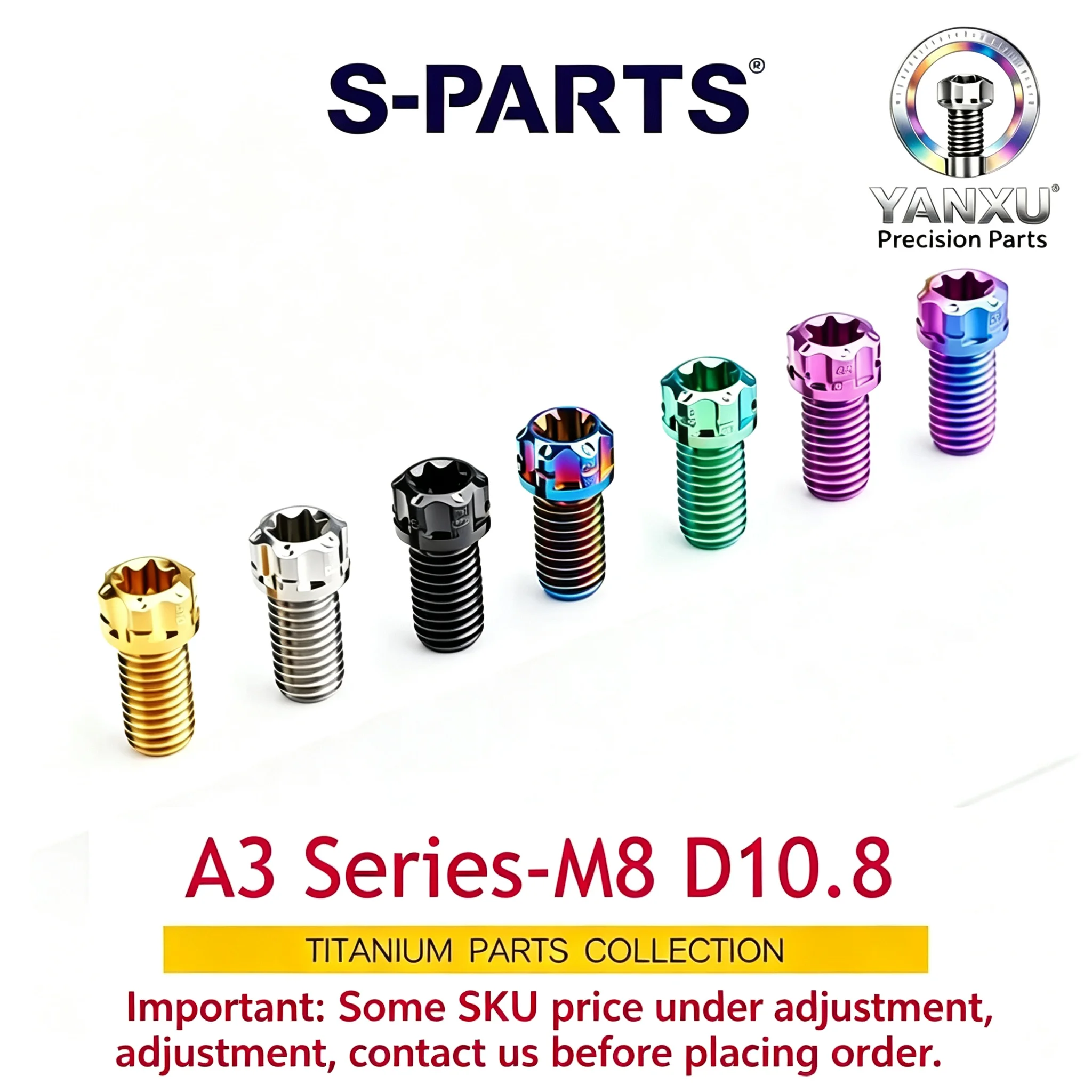 S‑PARTS GR5 Titanium Alloy Small Head Split Fixing Bolts M8 D10.8 Motorcycle E‑bike Mod Fasteners Sizes 15‑45mm 1/2/5Pcs