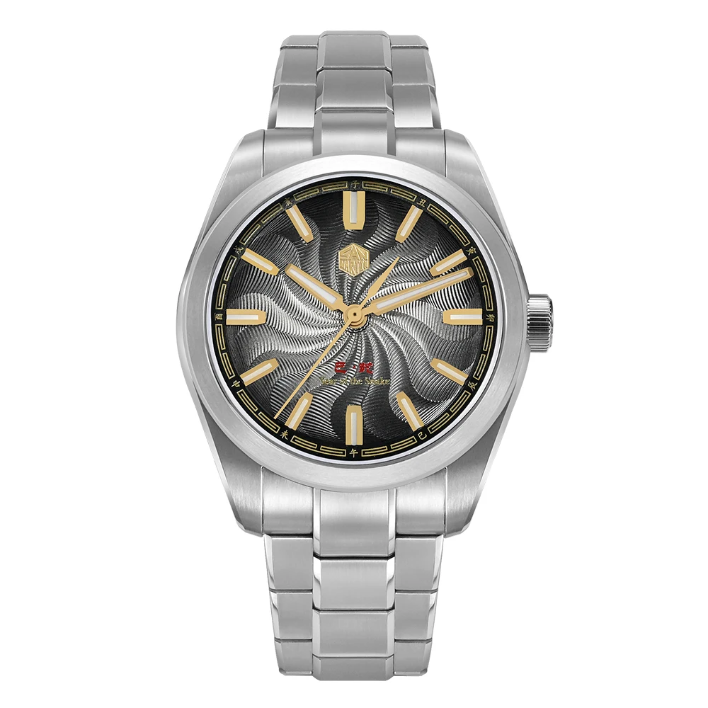 San Martin 39 mm jaar van de slang Guilloche wijzerplaat 90S5 mechanisch horloge transparante achterkant saffier BGW-X1 lichtgevend SN0144GX-6 - afbeelding 2